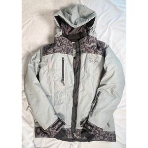 Divas Snow Gear Women's Snowboard Ski Jacket Small Gray Black Lace Winter Coat